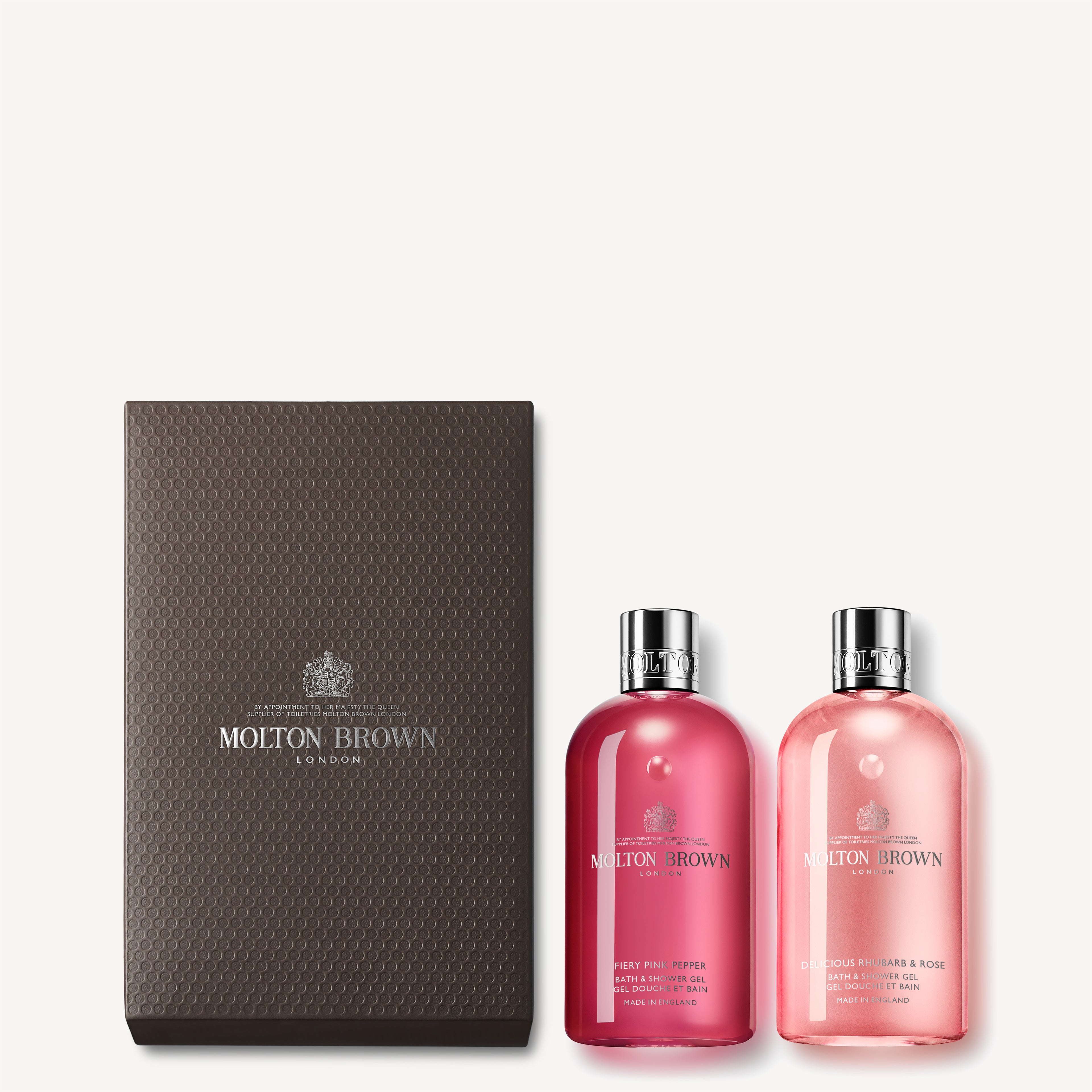 Fiery Pink Pepper & Delicious Rhubarb & Rose Gel Doccia Set